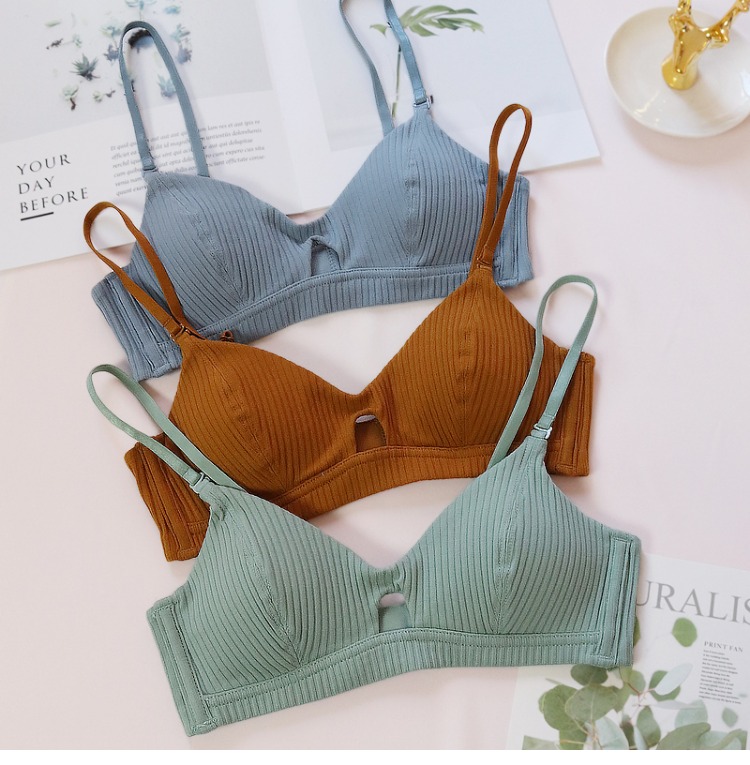 Mùa thu và mùa đông mới đơn giản và thoải mái sợi bông rỗng áo ngực mỏng phần mềm mà không có vành đồ lót braletette áo bra đẹp