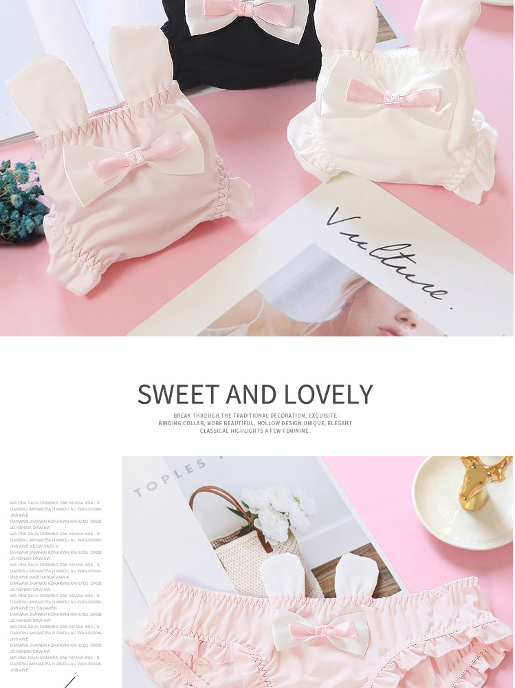 Nhật Bản dễ thương cô gái dễ thương đồ lót dễ thương tai thỏ nơ lụa mềm mại chị em sinh viên tóm tắt - Nam giới quần lót nam trung niên