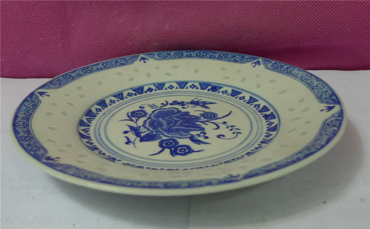 1980s Bright Factory blue and white exquisite butterfly love flower 7-inch plate decal diameter 17 5 cm Beautiful underglaze color