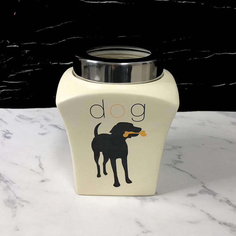 Ceramic Food Bucket Pet Food Storage Can Cattle Food Sealed Can Petty Storage Can