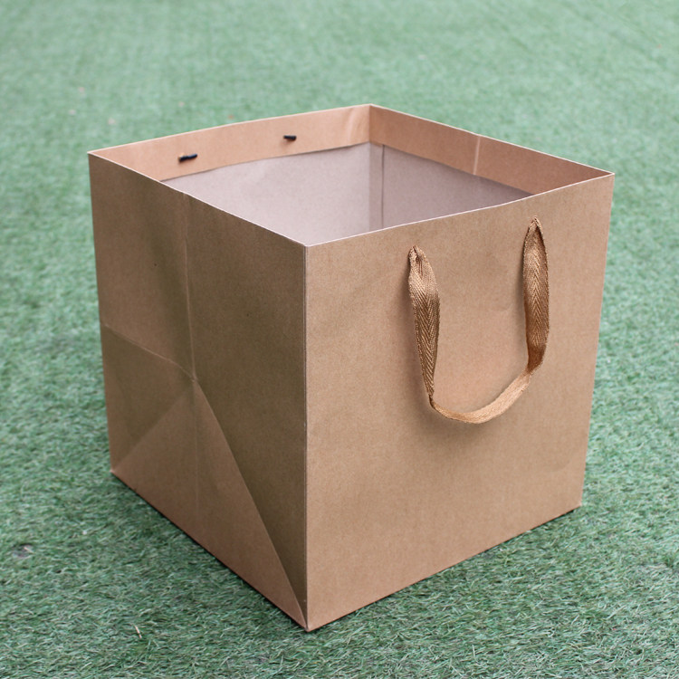Kraft Paper Bag Egg cake Shop Baked Square Fruit Gift Cake Handbag Potted Flower Bouquet Vase