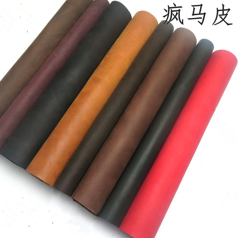 Crazy horse leather material diy handmade first layer real cow leather oil wax leather leather multi-color diy leather wallet