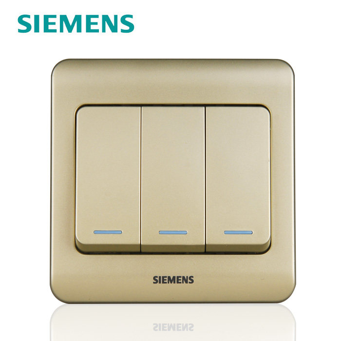 Siemens Switch Switch Panel Siemens Switch Socket Vision Series Golden Brown Triple Switch Switch Fluorescence