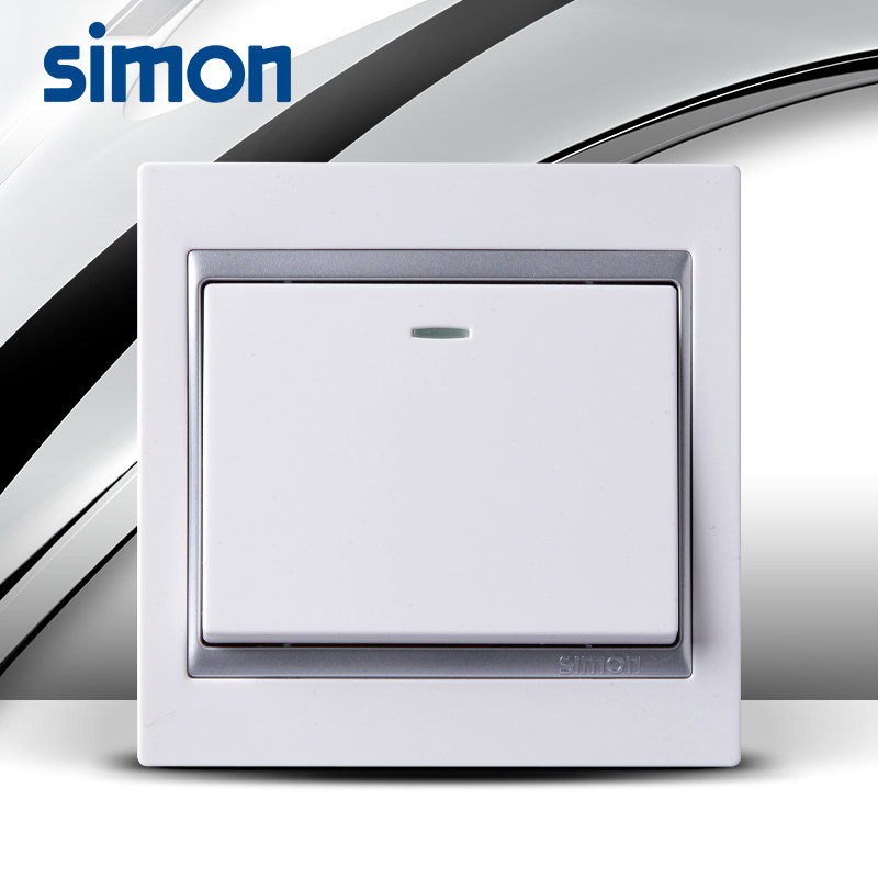 Simon switch 58 series fluorescent one-open single control S51011BY five crown Simon switch panel
