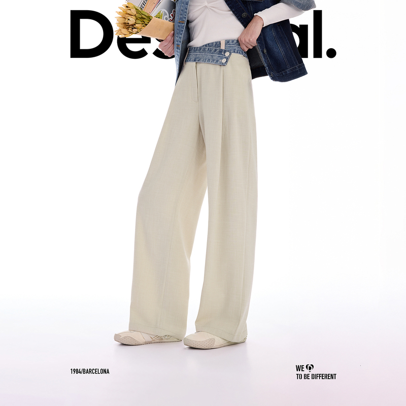 Desigual26 Spring and Summer New Patchwork Jeans, Long Straight-Leg Women's Casual Pants Desigual26 Spring and Summer New Patchwork Jeans, Long Straight-Leg Women's Casual Pants