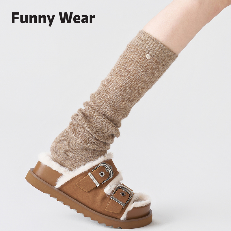 Autumn and Winter Slouch Socks, Warm and Slimming, Sequined Calf Socks for Women, Wool Blend Miu-Style Long Socks, Paired with Fuzzy Mid-Calf Socks
