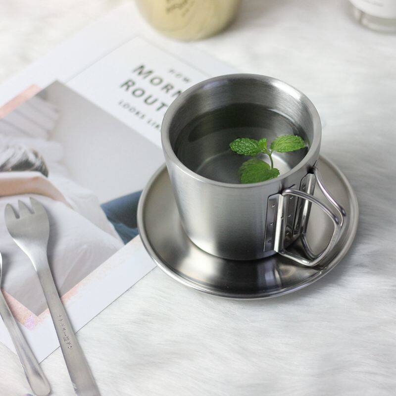 ins frigid double stainless steel cup water Cup Nordic chic metal industrial wind extremely simple metal cup