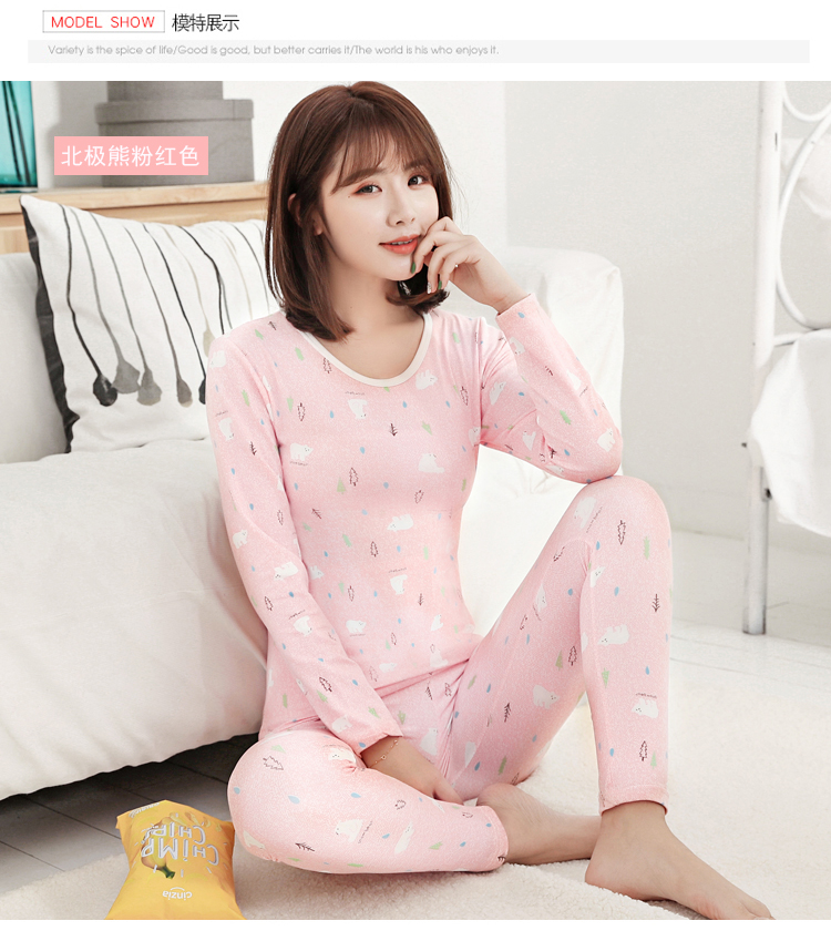 Quần lót nữ nhiệt cộng với nhung đầy đủ quần áo mùa thu quần dài mặc một bộ body định hình học sinh gợi cảm hai mảnh mùa đông quần áo giữ nhiệt đẹp