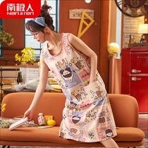 Antarctic Summer Cotton Nightgown Girls Vest Pajamas Thin Large Size Cotton Cartoon Cute Suspenders Home Clothes