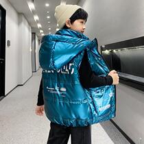 Cotton-padded jacket 12-year-old with a cap not removable 11-year-old 6-year-old Korean version