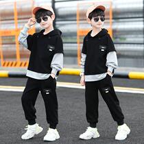 Boys Korean suit 2021 spring and autumn trendy boy handsome baby fake two pieces of autumn clothes in the big boys foreign clothes