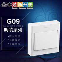 BULL bull 86 type 1 one single open single control G09 open line surface mounted ultra-thin open box switch socket panel package