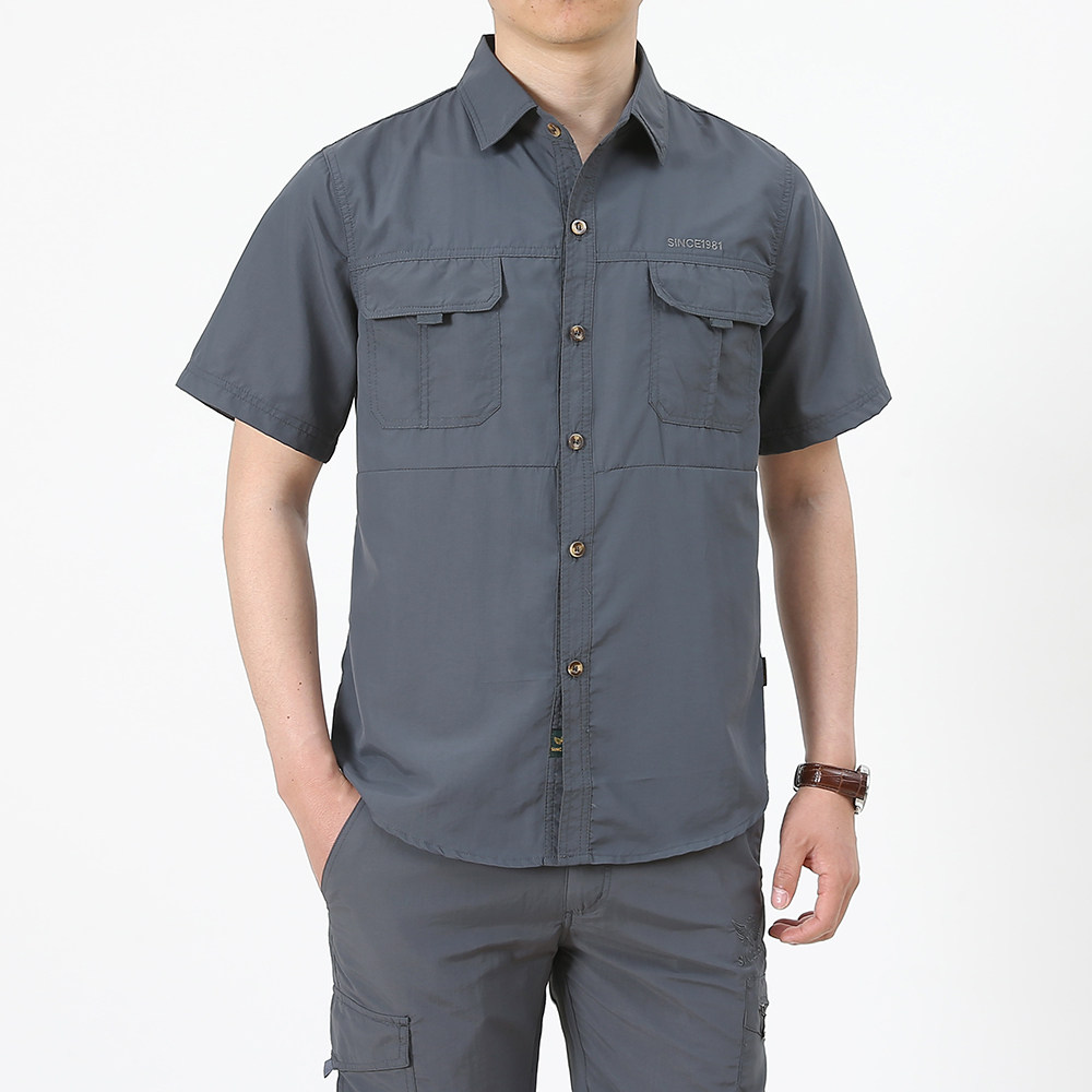 2022 new summer casual pants men's quick-drying pants suit men's tooling outdoor thin short-sleeved shirt suit men