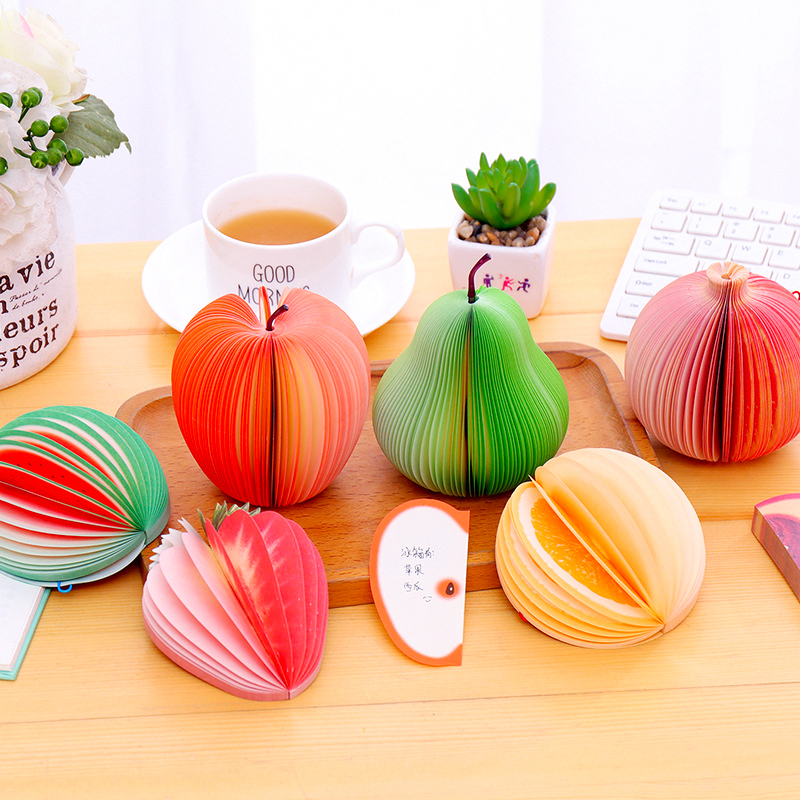 Cute and creative fruit sticky notes for students with tearable color creative apple sticky notes message sticky notes stationery