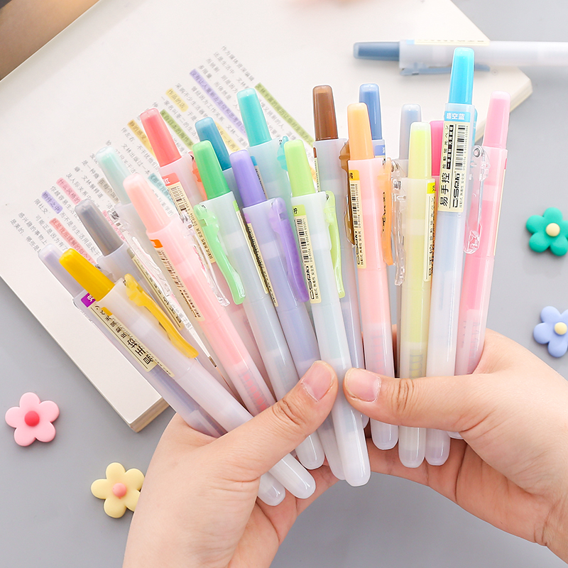 Point stone press type highlighter Small fresh simple Students use light color marking strokes Focus color marker pen