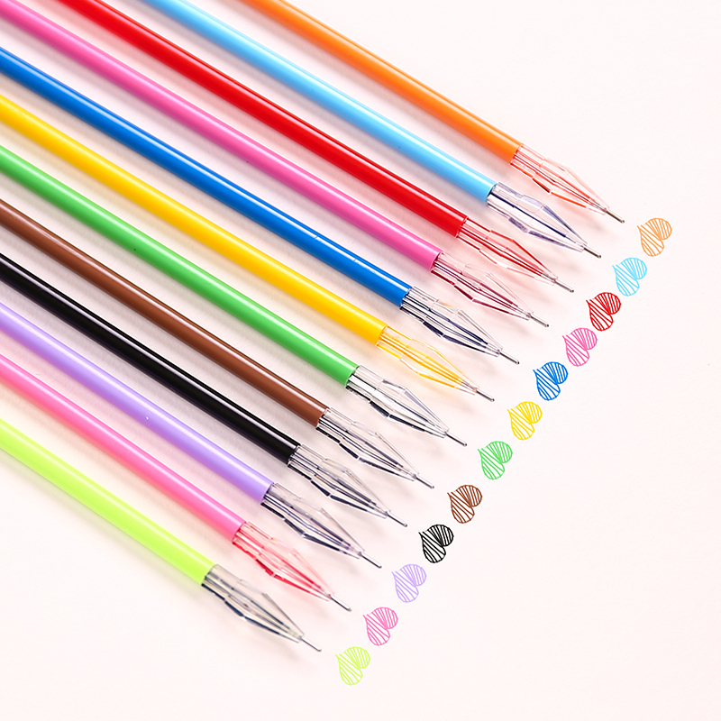 Korea candy color diamond head refill 12 color refill color gel pen hand account pen 0 5mm school supplies