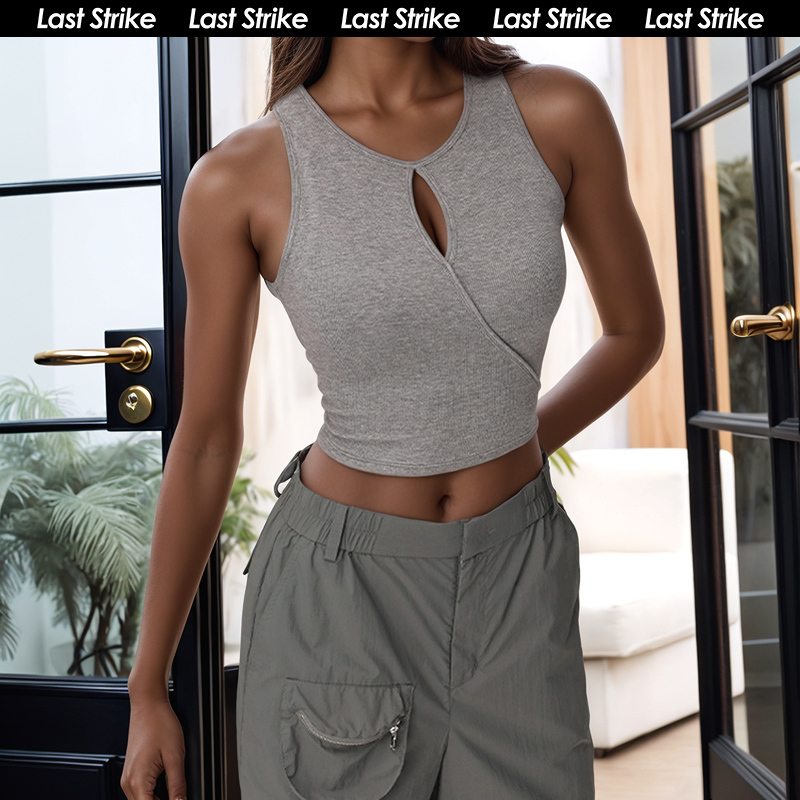 Last Strike Threaded Sports Bra High-Elastic Outerwear Yoga Vest with Exposed Navel Slimming Running Fitness Top Last Strike Threaded Sports Bra High-Elastic Outerwear Yoga Vest with Exposed Navel Slimming Running Fitness Top