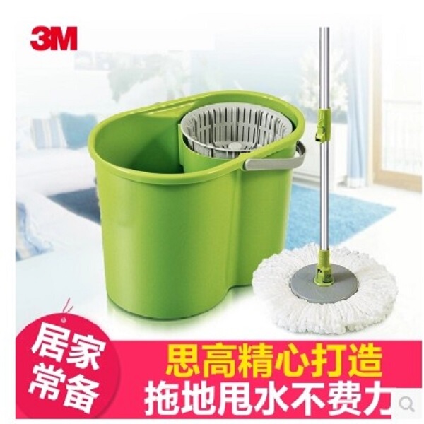 3m Scotch-Brite T1 Spin Mop Bucket Hand-Press Household Mop Effort-Saving No-Hand-Wash Magic Mop Bucket Set