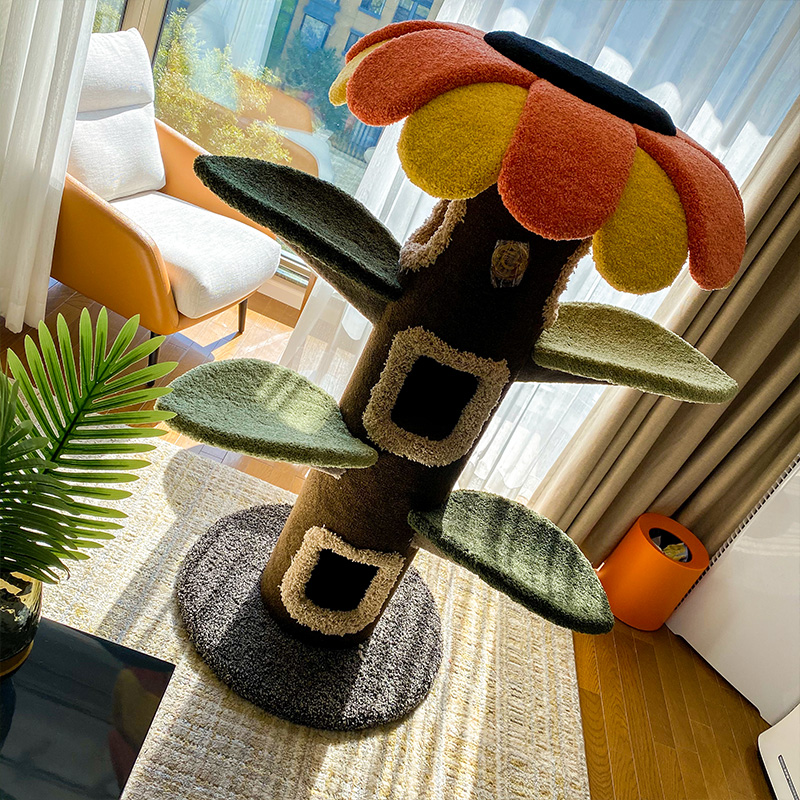 Camily cat climbing frame two-color cat nest sun flower cat tree large cat house toy park castle villa cat scratching post