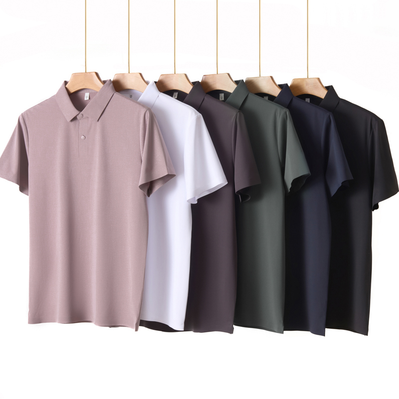 High-End Line! Men's Polo Shirt, Business Casual, Seamless Taped Mulberry Silk Short Sleeves ~ D13