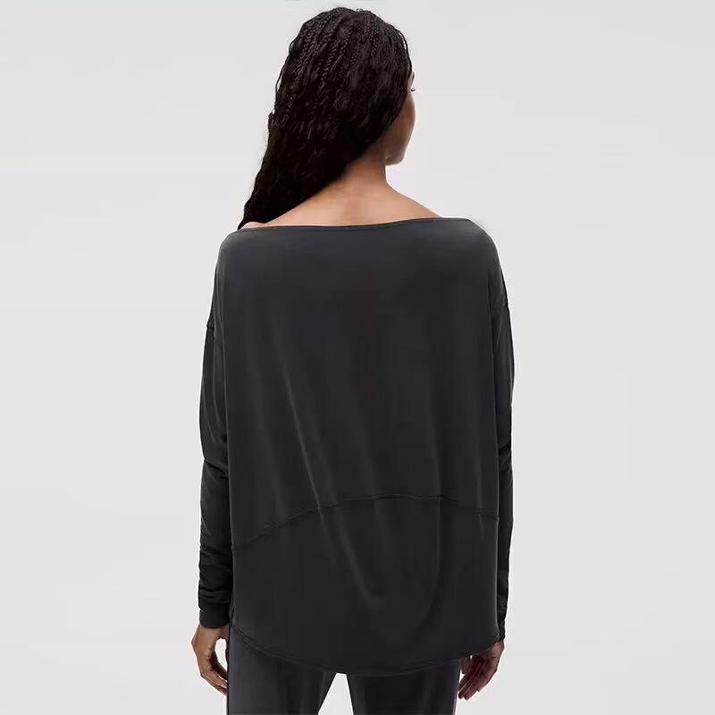 29110 「Same Style as Lusi Store」Women's Drapey Off-Shoulder Long-Sleeve Turtle-Neck T-Shirt ~ High-Quality Goods! G11