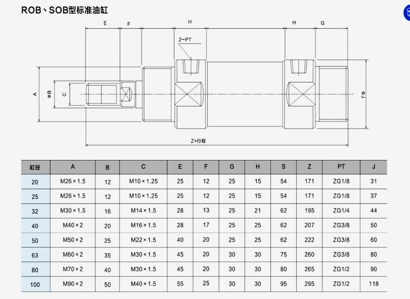 ROA đuôi phẳng tròn hình trụ mini ROB20 25 32 40X10X20X30X60CA loại bông tai có nam châm xi lanh thủy lực cũ xi lanh điện thủy lực