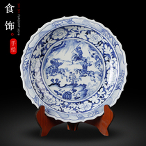 Three British battle Lvbu ceramic ornaments heavy industry Hand-painted Jingdezhen antique blue and white porcelain collection Town house living room