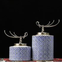 New Chinese style Modern simple ceramic copper money ornaments Home living room study Retro soft decoration display soft decorations