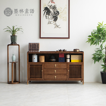 Black walnut sideboard solid wood new Chinese style porch cabinet tea room storage tea cabinet modern minimalist living room storage cabinet