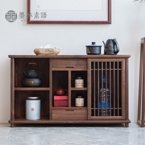 New Chinese tea cabinet side table solid wood black walnut old elm tea table under the bucket side cabinet storage