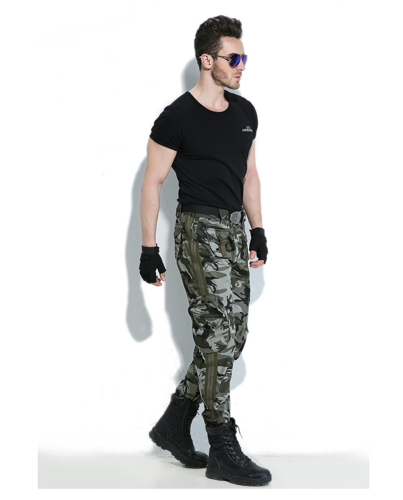 Ngụy trang quần nam thể thao lỏng lẻo quạt quần yếm nhiều túi thường xuyên quần dài thẳng kích thước lớn đồng phục quân đội thương hiệu thủy triều - Quần Harem quần giữ nhiệt nam