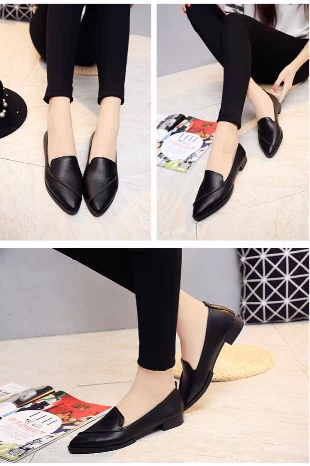 Mùa xuân phiên bản Hàn Quốc của mũi nhọn thấp để giúp giày đơn nữ phẳng miệng đơn giản Giày trắng nhỏ đơn giản đặt chân đi lại nữ giày đi học nữ cấp 2