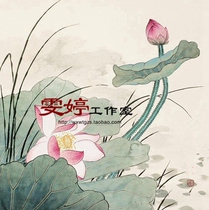 Gongbi painting White sketch Physical white paper background draft Flower and bird line drawing Chinese painting draft Copy draft Professional painting Lotus