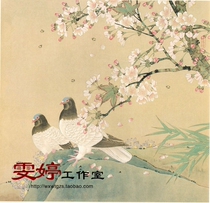 Gongbi painting white drawing background -- Dove Chinese painting Calligraphy painting Flowers and birds painting Living room painting Character painting Industrial painting