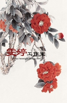 Gongbi painting white sketch background-Camellia flower and bird painting character homework painting Gongbi painting background