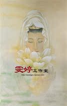 Gongbi painting Guanyin Fairy characters White sketch background Feng Shui painting flowers and birds painting Four feet Chinese painting Calligraphy and painting homework painting Zen heart