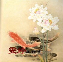 Meticulous painting line drawing bottom draft-carp lotus picture line drawing all kinds of meticulous painting bottom draft