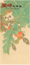 Gongbi painting white drawing background-Persimmon plantain bird Chinese painting calligraphy painting flowers and birds living room painting painting painting painting painting painting painting painting painting painting