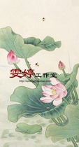 Meticulous painting white paper manuscript flower and bird line drawing Chinese painting manuscript Lotus bee painting homework painting