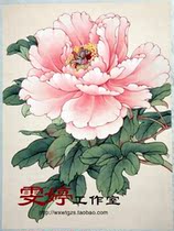 Work Gongbi painting white drawing background-Peony Chinese painting Flower and bird painting Living room painting Character painting Industrial painting*