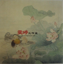 Gongbi painting White sketch Physical white paper background draft Flower and bird line drawing Chinese painting draft Mandarin duck lotus painting