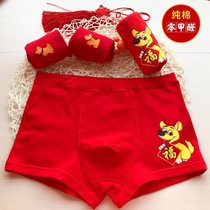 Boys  underwear 10-12 years old this year of life big red childrens underpants Full flat angle flat angle pants Dog year clothes