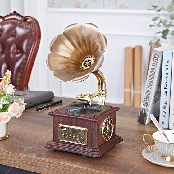 Internet celebrity phonograph retro living room European-style home classical speaker mini record player subwoofer Bluetooth audio