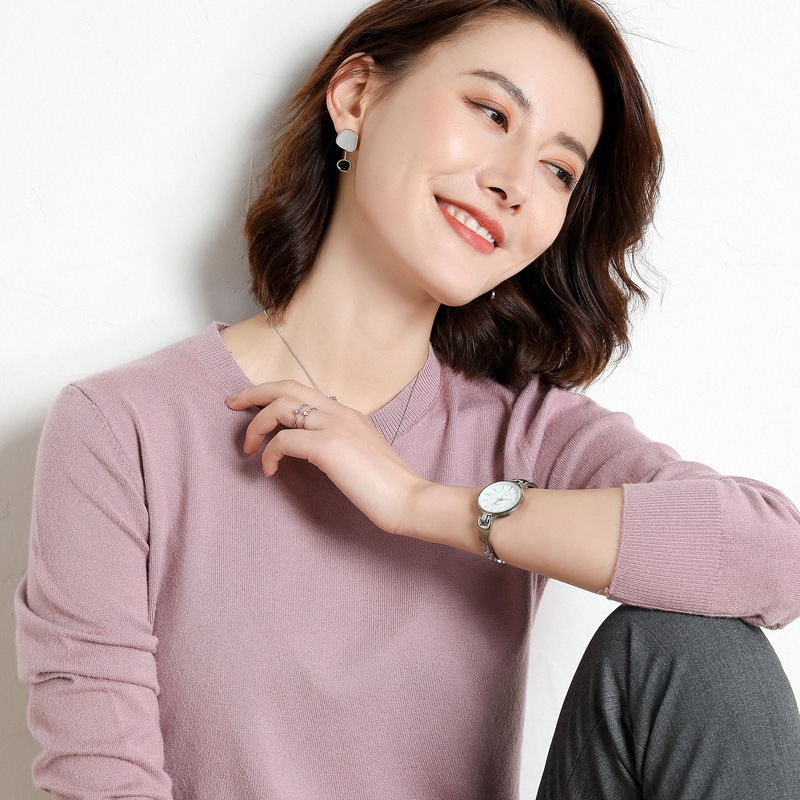 phụ nữ Round-ring áo len cashmere của ngắn lỏng lớn mã dệt kim đáy mùa thu / mùa đông Hàn Quốc phiên bản của cơ thể màu rắn xây dựng áo len dày