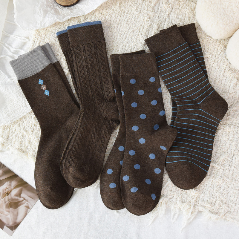 Melard Coffee-Colored Socks for Women, Slouch Socks, Autumn and Winter Mid-Calf Cotton Socks, Women's Sports Long Socks to Match with Small Leather Shoes