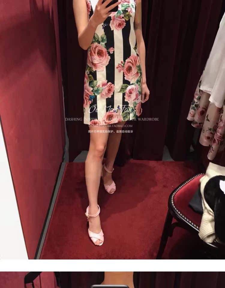18 mùa hè mới tên lớn haute couture sọc đen trắng in hoa jacquard không tay Một chiếc váy eo nữ váy đầm dự tiệc cưới