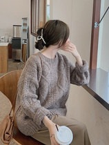 Spark sweater female autumn winter and winter Korean edition retro lazy wind loose coarse wire thicker wearing knitting shirt