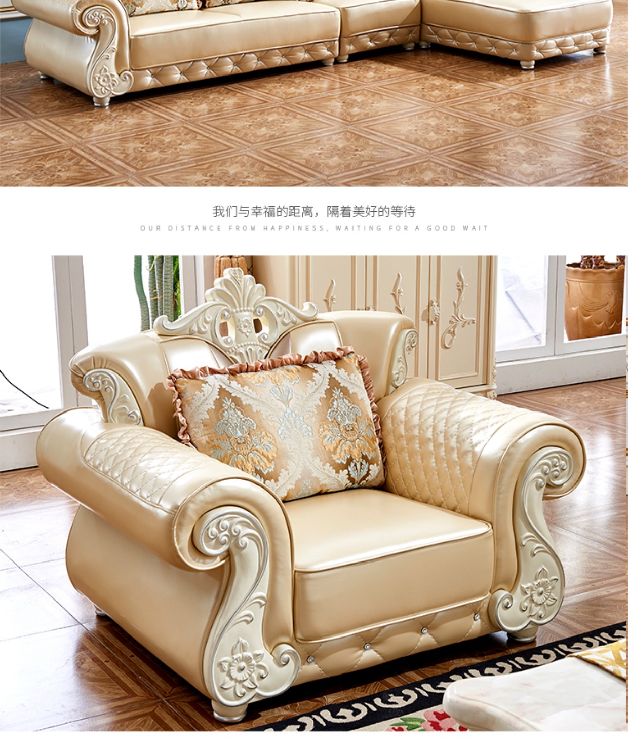 Sofa phong cách châu Âu kết hợp trang trí phòng khách đơn giản Kích thước châu Âu căn hộ gỗ rắn hiện đại Pháp sang trọng ghế sofa daue longue - Ghế sô pha ghế sofa thư giãn