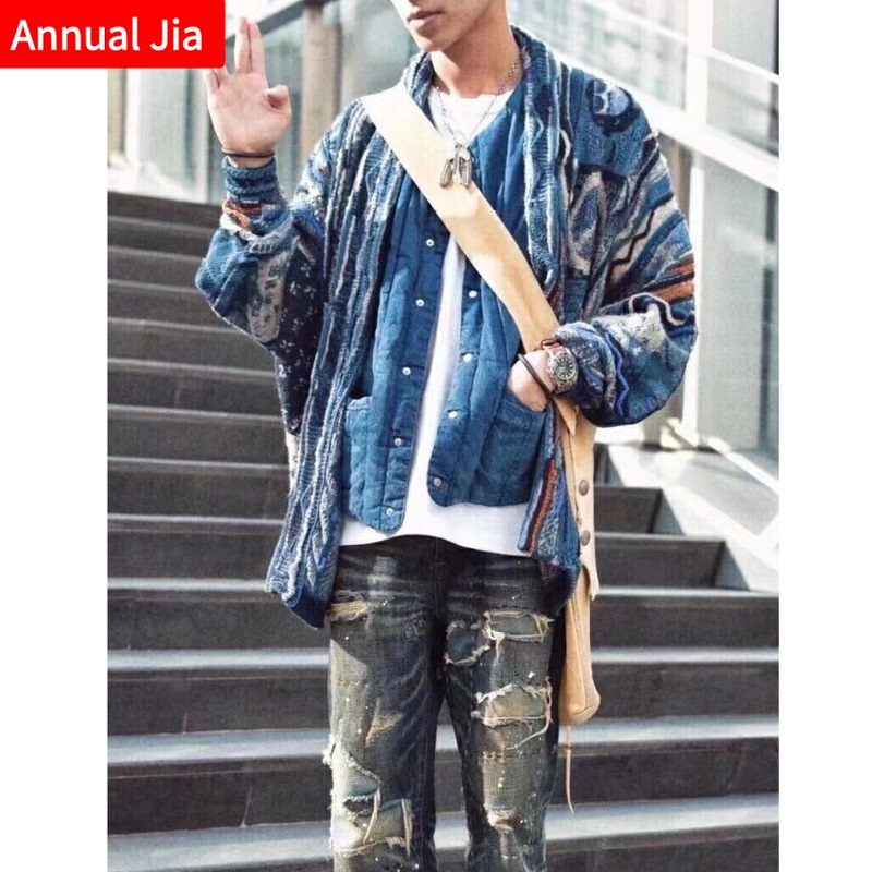 Kapital Vintage Retro Sweater Hirata Kazuhiro Anti-War Knitted Cardigan Ethnic Robe Patchwork Jacket