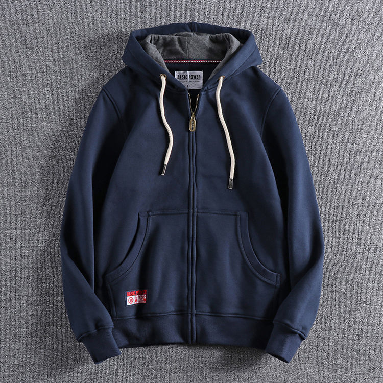 Hong Kong Trendy Brand Shawn Yue Double Zipper Autumn and Winter Fleece-Lined Thick European and American 2024 New Hooded Sweatshirt Cardigan Jacket for Men